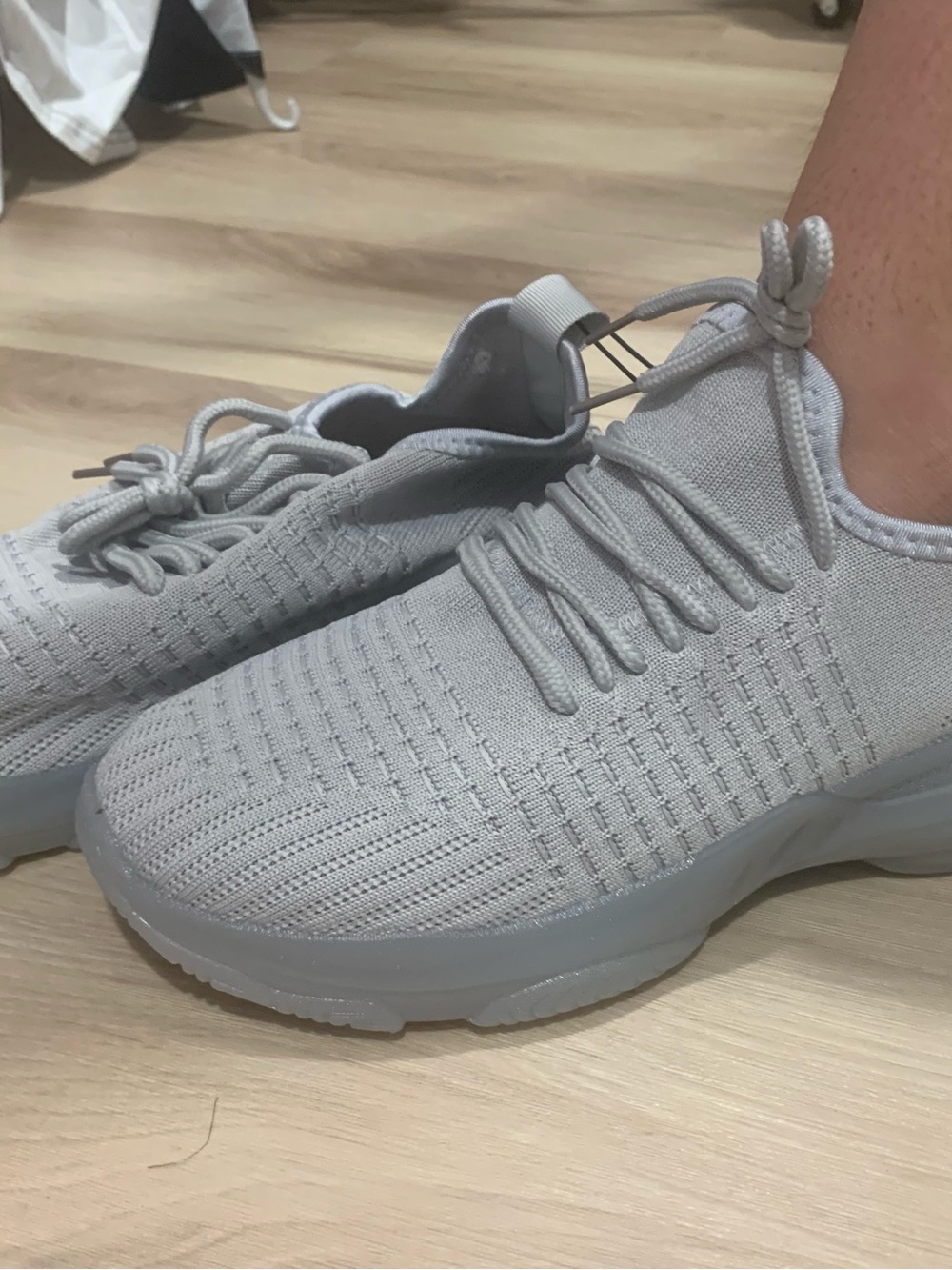 Shein Light Gray Knit Slip-On Sneakers